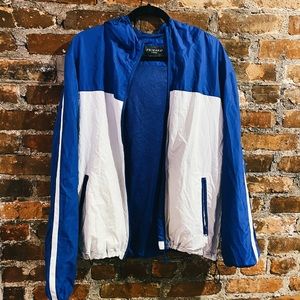 Blue and White Windbreaker
